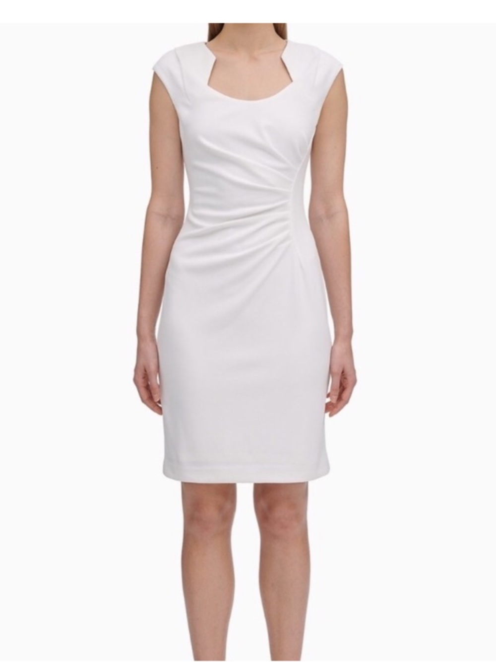 Calvin Klein Light Pink crepe cap sleeve horseshoe neck sheath dress size 6